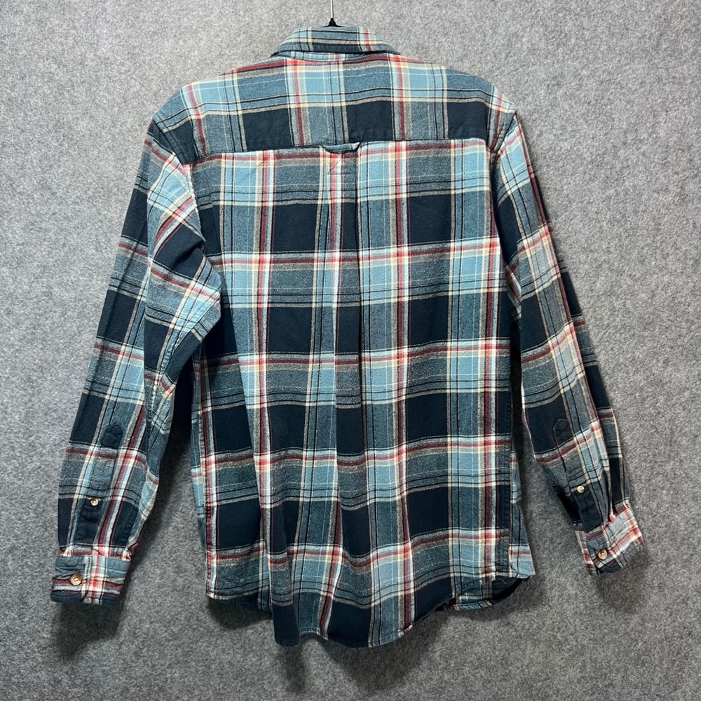 Red Head Plaid Flannel Shirt Mens Medium Blue Red Long‎ Sleeve Cotton - Picture 6 of 6